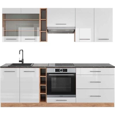 Gabinete de cocina Vicco Fame-Line - 235cm, Blanco y Roble Gabinete de cocina Vicco Fame-Line - 235cm, Blanco y Roble