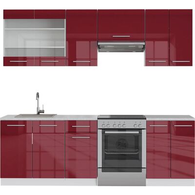Vicco - Mueble de cocina Fame-Line - Burdeos brillo intenso/blanco - 240 cm - Tipo de cocina Vicco - Mueble de cocina Fame-Line - Burdeos brillo intenso/blanco - 240 cm - Tipo de cocina