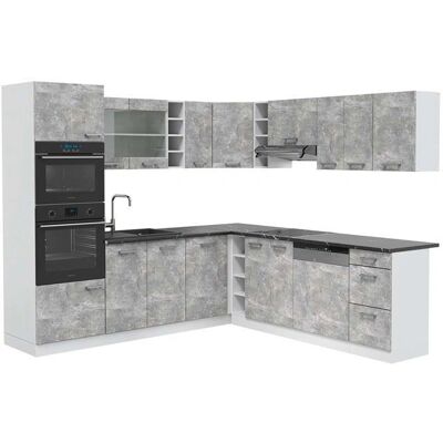 Vicco Cocina Esquinera - R-Line, Hormigón/Blanco, 237x247cm Vicco Cocina Esquinera - R-Line, Hormigón/Blanco, 237x247cm
