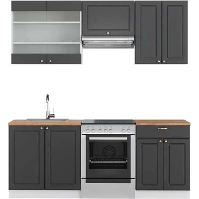 Vicco - Mueble de cocina Fame-Line - Antracita-Oro/Blanco - 200cm Vicco - Mueble de cocina Fame-Line - Antracita-Oro/Blanco - 200cm