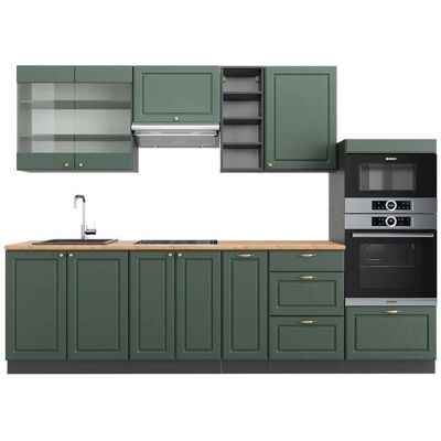 Armario de cocina Vicco - Verde-Dorado Casa de campo/Antracita - 280cm - Cocina Moderna Armario de cocina Vicco - Verde-Dorado Casa de campo/Antracita - 280cm - Cocina Moderna