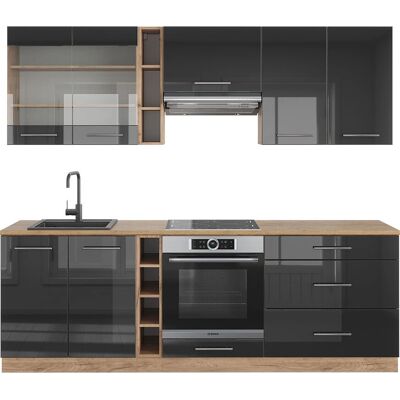 Vicco Modelo Fame-Line Antracita Brillante/Roble Dorado Mueble de Cocina - Muebles de Cocina Vicco Modelo Fame-Line Antracita Brillante/Roble Dorado Mueble de Cocina - Muebles de Cocina