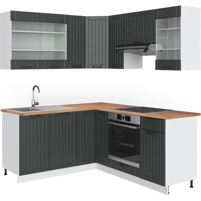 Vicco Cocina Esquinera Fame-Line - Antracita/Blanco - 160x190 cm Vicco Cocina Esquinera Fame-Line - Antracita/Blanco - 160x190 cm