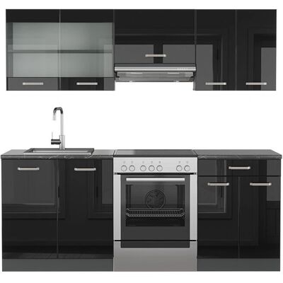 Gabinete de cocina Vicco - Antracita, Brillo alto, 200cm Gabinete de cocina Vicco - Antracita, Brillo alto, 200cm