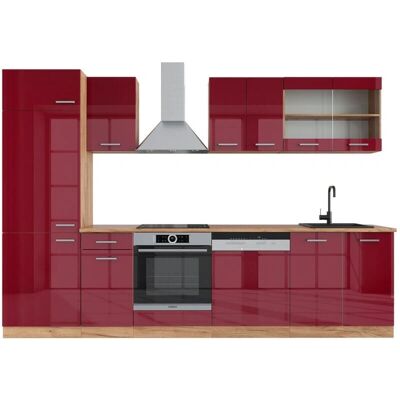 Cocina Vicco R-Line - Burdeos Brillante / Roble Dourado - 300cm Cocina Vicco R-Line - Burdeos Brillante / Roble Dourado - 300cm