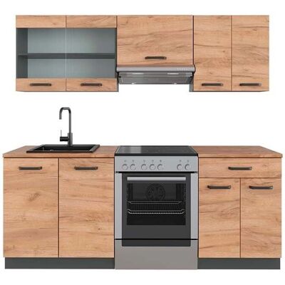 Gabinete de cocina Vicco - Roble / Antracita - 200cm - R-Line Gabinete de cocina Vicco - Roble / Antracita - 200cm - R-Line