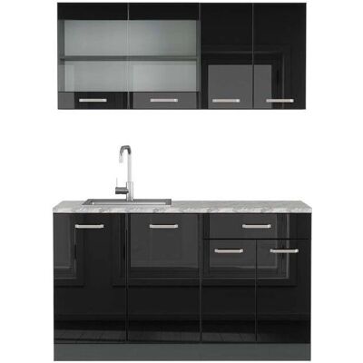Vicco - Cocina R-Line, Negro/antracita, 140cm, Mármol - Mueble de cocina Vicco - Cocina R-Line, Negro/antracita, 140cm, Mármol - Mueble de cocina