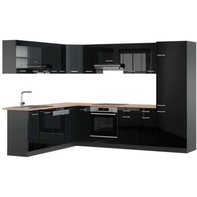 Vicco - Cocina en esquina R-Line, Negro/antracita, 227x287cm - Gabinete de esquina de cocina Vicco - Cocina en esquina R-Line, Negro/antracita, 227x287cm - Gabinete de esquina de cocina