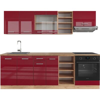 Mueble de cocina Vicco - Burdeos brillo intenso / Roble dorado - Mobiliario de cocina Mueble de cocina Vicco - Burdeos brillo intenso / Roble dorado - Mobiliario de cocina