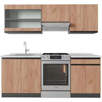 Vicco Mueble de Cocina - R-Line, Roble/Ocre, 200cm - Mueble de Cocina Vicco Mueble de Cocina - R-Line, Roble/Ocre, 200cm - Mueble de Cocina