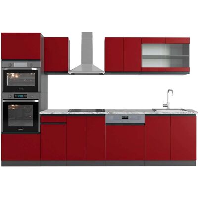 Placard de cuisine modulaire Vicco R-Line - 300cm, Rouge/Anthracite - Publicité Placard de cuisine modulaire Vicco R-Line - 300cm, Rouge/Anthracite - Publicité