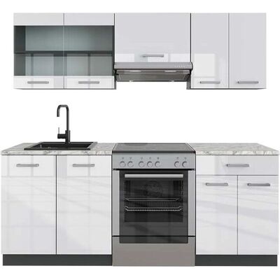 Mueble de cocina Vicco R-Line Blanco brillo/antracita - Mueble de cocina Mueble de cocina Vicco R-Line Blanco brillo/antracita - Mueble de cocina