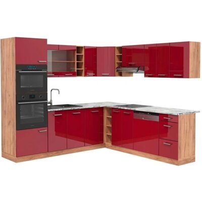 Vicco Cocina Esquinera R-Line - 237x247cm, Burdeos/Dor Oak Vicco Cocina Esquinera R-Line - 237x247cm, Burdeos/Dor Oak