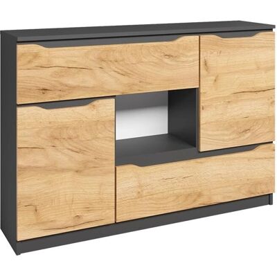 Aparador Ruben Vicco - Antracita/Oak Dorado - 120x84cm - Almacenamiento Aparador Ruben Vicco - Antracita/Oak Dorado - 120x84cm - Almacenamiento
