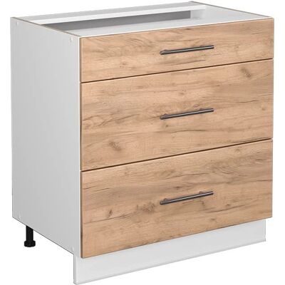 Armario de baño Vicco Roble dorado - 80 x 81,6 cm, 3 cajones - Muebles de baño Armario de baño Vicco Roble dorado - 80 x 81,6 cm, 3 cajones - Muebles de baño