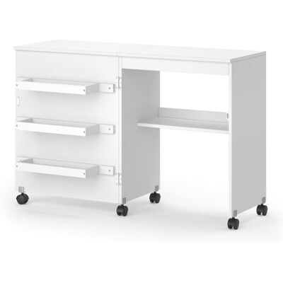 Vicco Carmen Nähzimmertisch - Platzsparend, 3 Regale, Weiss Vicco Carmen Nähzimmertisch - Platzsparend, 3 Regale, Weiss