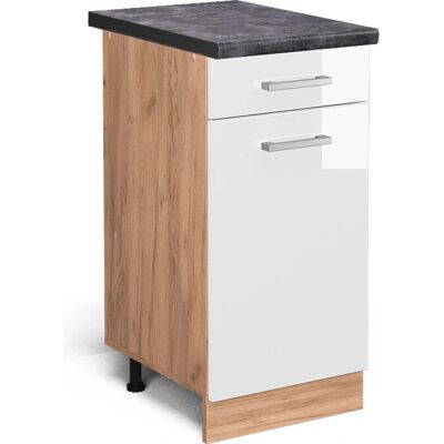 Gabinete de Cocina Vicco Modelo R-Line - Blanco Brillo/Roble Dorado - 40cm Gabinete de Cocina Vicco Modelo R-Line - Blanco Brillo/Roble Dorado - 40cm