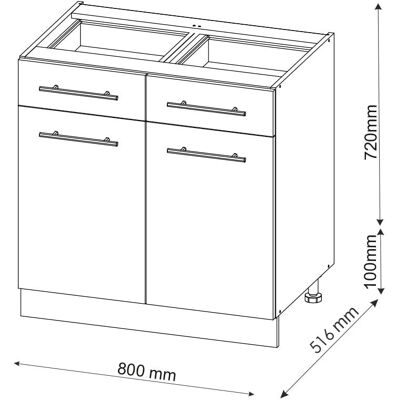Gabinete base de cocina Vicco Fame-Line - 80cm, Blanco alto brillo, Roble Gabinete base de cocina Vicco Fame-Line - 80cm, Blanco alto brillo, Roble