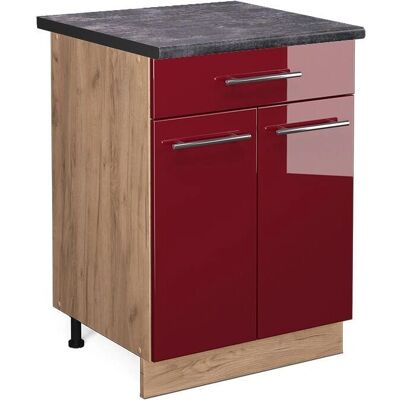 Gabinete base de cocina Vicco Fame-Line - 60cm, Rojo Burdeos, Alto Brillo Gabinete base de cocina Vicco Fame-Line - 60cm, Rojo Burdeos, Alto Brillo