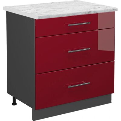 Vicco Modelo - Armario Bajo de Cocina Rojo Burdeos Brillo Alto - 80cm Vicco Modelo - Armario Bajo de Cocina Rojo Burdeos Brillo Alto - 80cm
