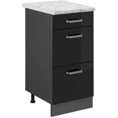 Vicco - Mueble bajo de cocina, Alto Brillo Negro, 40cm - Gabinete de Cocina Vicco - Mueble bajo de cocina, Alto Brillo Negro, 40cm - Gabinete de Cocina
