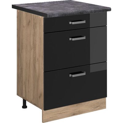 Mueble bajo de cocina Vicco R-Line - Negro brillo intenso - 60cm Mueble bajo de cocina Vicco R-Line - Negro brillo intenso - 60cm