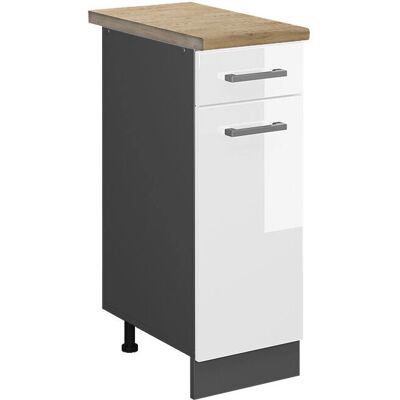 Gabinete inferior de cocina Vicco R-Line - Blanco brillo / Antracita - 30cm Gabinete inferior de cocina Vicco R-Line - Blanco brillo / Antracita - 30cm