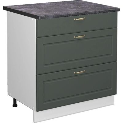Mueble bajo de cocina Vicco Fame-Line - 80cm, Verde dorado, 3 cajones Mueble bajo de cocina Vicco Fame-Line - 80cm, Verde dorado, 3 cajones