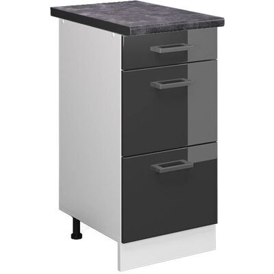 Gabinete de cocina Vicco ET Antracita - 40cm, Patas ajustables, Revestimiento de melamina - R-Line Gabinete de cocina Vicco ET Antracita - 40cm, Patas ajustables, Revestimiento de melamina - R-Line