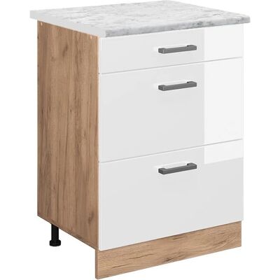 Vicco - Gabinete de cocina R-Line - Ajustable, 60cm, Blanco alto brillo Vicco - Gabinete de cocina R-Line - Ajustable, 60cm, Blanco alto brillo