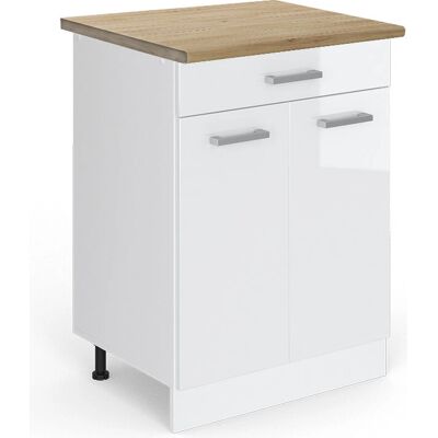 Armario de Cocina Vicco ET Roble - 60cm, Blanco Brillo Alto Armario de Cocina Vicco ET Roble - 60cm, Blanco Brillo Alto