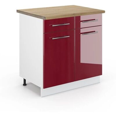 Vicco Modelo Fame-Line Armario de Cocina - Rojo Borgoña, 80cm, Blanco Mate Vicco Modelo Fame-Line Armario de Cocina - Rojo Borgoña, 80cm, Blanco Mate