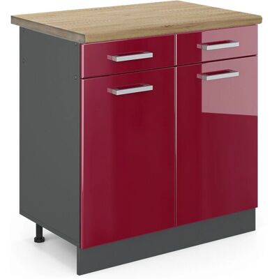 Gabinete de Cocina Vicco R-Line - Rojo Burdeos, Alto Brillo, 80cm Gabinete de Cocina Vicco R-Line - Rojo Burdeos, Alto Brillo, 80cm
