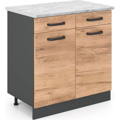 VICCO - Unterschrank R-Line, 80cm, Eiche Gold, Marmor - Küchenunterschrank VICCO - Unterschrank R-Line, 80cm, Eiche Gold, Marmor - Küchenunterschrank