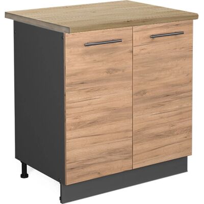 Vicco - Kompaktes Küchenschrank - 80cm, Carvalho PT & Dourado - Küchenschrank Vicco - Kompaktes Küchenschrank - 80cm, Carvalho PT & Dourado - Küchenschrank