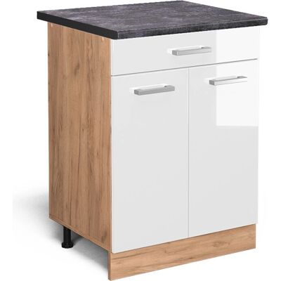 Gabinete de cocina Vicco - 60cm Modular - Blanco brillante - ET Antracita Gabinete de cocina Vicco - 60cm Modular - Blanco brillante - ET Antracita