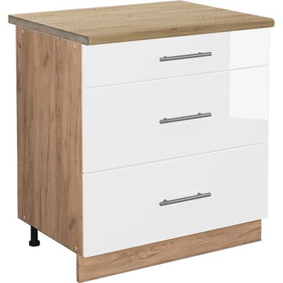 Mueble de cocina Vicco Fame-Line - Blanco alto brillo/Roble dorado Mueble de cocina Vicco Fame-Line - Blanco alto brillo/Roble dorado