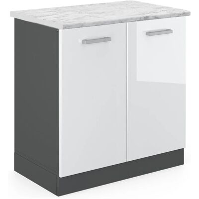 Vicco Armario bajo para fregadero - 80cm Blanco alto brillo - Armario de cocina Vicco Armario bajo para fregadero - 80cm Blanco alto brillo - Armario de cocina