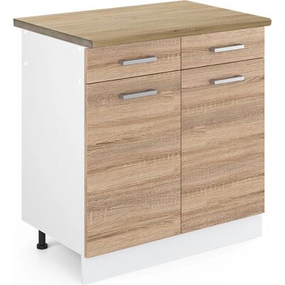 Vicco Meuble bas de cuisine R-Line, Sonoma/Blanc, 80 cm - Publicité Vicco Meuble bas de cuisine R-Line, Sonoma/Blanc, 80 cm - Publicité