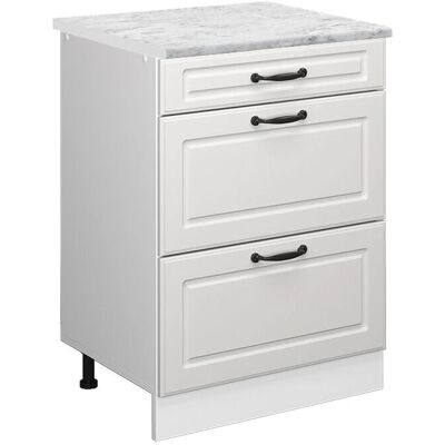 Vicco - R-Line Küchenunterschrank - Weiß Landhaus, 60cm, Marmor Vicco - R-Line Küchenunterschrank - Weiß Landhaus, 60cm, Marmor