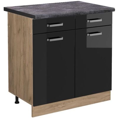 Armario Bajo de Cocina Vicco R-Line Brillo Alto Negro - Mueble de Cocina Armario Bajo de Cocina Vicco R-Line Brillo Alto Negro - Mueble de Cocina