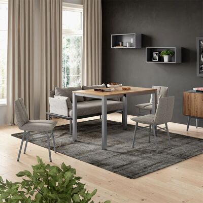 Mesa de comedor Granny extensible - Madera/gris - 120x70cm Mesa de comedor Granny extensible - Madera/gris - 120x70cm