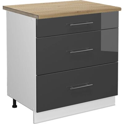 Gabinete de cocina Vicco Fame-Line - Antracita, 80cm, 3 cajones Gabinete de cocina Vicco Fame-Line - Antracita, 80cm, 3 cajones