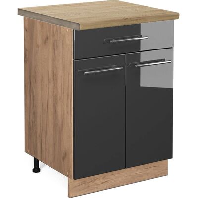 Vicco Armario de cocina Fame-Line - 60cm, Antracita, Roble Vicco Armario de cocina Fame-Line - 60cm, Antracita, Roble