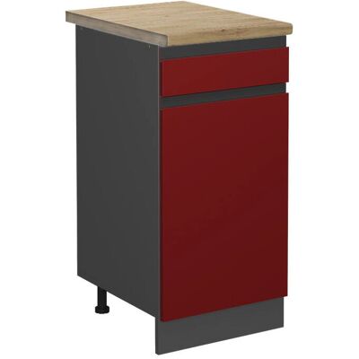 Vicco Mueble bajo de cocina R-Line - 40cm, Rojo, Roble Vicco Mueble bajo de cocina R-Line - 40cm, Rojo, Roble