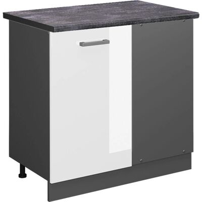 Armario de esquina Vicco R-Line - Blanco alto brillo/Antracita - Corner Cabinet Armario de esquina Vicco R-Line - Blanco alto brillo/Antracita - Corner Cabinet