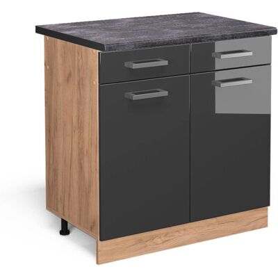 Armario de Cocina Vicco R-Line - 80 cm, Antracita, Alto Brillo Armario de Cocina Vicco R-Line - 80 cm, Antracita, Alto Brillo