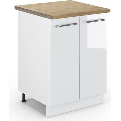 Vicco Mueble bajo de cocina Fame-Line - Blanco alto brillo / Roble Vicco Mueble bajo de cocina Fame-Line - Blanco alto brillo / Roble
