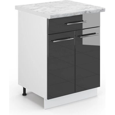 Gabinete de cocina Fame-Line Antracita alto brillo 60cm - armario de cocina Gabinete de cocina Fame-Line Antracita alto brillo 60cm - armario de cocina