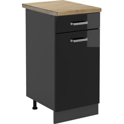 Vicco Modelo ET Roble - Armario Bajo de Cocina de 40cm Brillo Negro Vicco Modelo ET Roble - Armario Bajo de Cocina de 40cm Brillo Negro